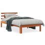 Bed frame with wax brown pine wood headboard 90x190 cm by , Beds and slatted bases - Ref: Foro24-844267, Price: 71,81 €, Disc...