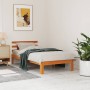 Bed frame with wax brown pine wood headboard 90x190 cm by , Beds and slatted bases - Ref: Foro24-844267, Price: 71,81 €, Disc...