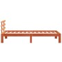 Bed frame with wax brown pine wood headboard 90x200 cm by , Beds and slatted bases - Ref: Foro24-844271, Price: 72,70 €, Disc...