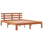 Estructura cama con cabecero madera pino marrón cera 120x200 cm de , Camas y somieres - Ref: Foro24-844273, Precio: 92,92 €, ...