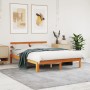 Estructura cama con cabecero madera pino marrón cera 120x200 cm de , Camas y somieres - Ref: Foro24-844273, Precio: 92,92 €, ...