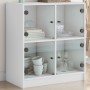 Armario auxiliar con puertas de vidrio blanco 68x37x75,5 cm de , Aparadores - Ref: Foro24-836378, Precio: 85,34 €, Descuento: %