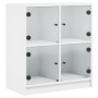 Armario auxiliar con puertas de vidrio blanco 68x37x75,5 cm de , Aparadores - Ref: Foro24-836378, Precio: 85,34 €, Descuento: %