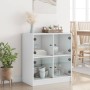 Armario auxiliar con puertas de vidrio blanco 68x37x75,5 cm de , Aparadores - Ref: Foro24-836378, Precio: 85,34 €, Descuento: %