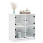 Armario auxiliar con puertas de vidrio blanco 68x37x75,5 cm de , Aparadores - Ref: Foro24-836378, Precio: 85,34 €, Descuento: %