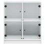 Armario auxiliar con puertas de vidrio blanco 68x37x75,5 cm de , Aparadores - Ref: Foro24-836378, Precio: 85,34 €, Descuento: %