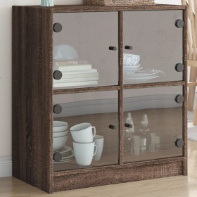 Armario auxiliar puertas de vidrio marrón roble 68x37x75,5 cm de , Aparadores - Ref: Foro24-836384, Precio: 86,99 €, Descuent...