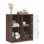 Armario auxiliar puertas de vidrio marrón roble 68x37x75,5 cm de , Aparadores - Ref: Foro24-836384, Precio: 85,34 €, Descuent...