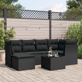 7-teiliges Garten-Essset und schwarze Kissen aus synthetischem Rattan von , Gartensets - Ref: Foro24-3217955, Preis: 411,67 €...