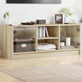 TV cabinet with glass doors Sonoma oak 102x37x42 cm by , TV Furniture - Ref: Foro24-836373, Price: 70,99 €, Discount: %