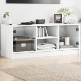 Mueble de TV con puertas de vidrio blanco 102x37x42 cm de , Muebles TV - Ref: Foro24-836371, Precio: 73,99 €, Descuento: %