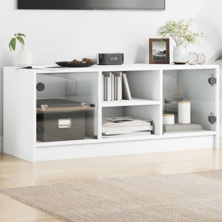 Mueble de TV con puertas de vidrio blanco 102x37x42 cm de , Muebles TV - Ref: Foro24-836371, Precio: 71,54 €, Descuento: %