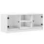 Mueble de TV con puertas de vidrio blanco 102x37x42 cm de , Muebles TV - Ref: Foro24-836371, Precio: 71,54 €, Descuento: %