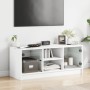 Mueble de TV con puertas de vidrio blanco 102x37x42 cm de , Muebles TV - Ref: Foro24-836371, Precio: 71,54 €, Descuento: %