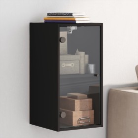 Wall cabinet with black glass doors 35x37x68.5 cm by , Lockers and storage cabinets - Ref: Foro24-836477, Price: 54,01 €, Dis...