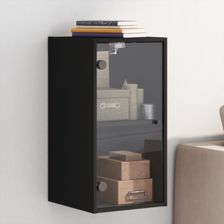 Wall cabinet with black glass doors 35x37x68.5 cm by , Lockers and storage cabinets - Ref: Foro24-836477, Price: 53,94 €, Dis...