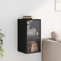 Wall cabinet with black glass doors 35x37x68.5 cm by , Lockers and storage cabinets - Ref: Foro24-836477, Price: 53,94 €, Dis...