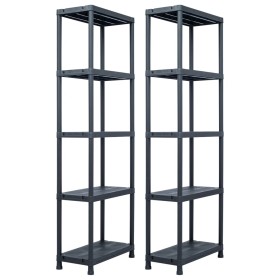 Kunststoffregal 2 Stück 125 kg 60x30x180 cm schwarz von vidaXL, Industrieregale - Ref: Foro24-276257, Preis: 122,99 €, Rabatt: %