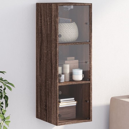 Wandschrank Eiche braun Glastüren 35x37x100 cm von , Schließfächer und Lagerschränke - Ref: Foro24-836489, Preis: 71,99 €, Ra...