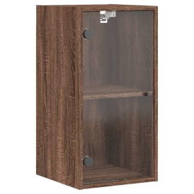 Wall cabinet oak brown glass doors 35x37x68.5 cm by , Lockers and storage cabinets - Ref: Foro24-836482, Price: 47,99 €, Disc...