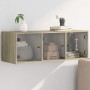 Sonoma oak glass door wall cabinet 102x37x35 cm by , Lockers and storage cabinets - Ref: Foro24-836513, Price: 77,09 €, Disco...