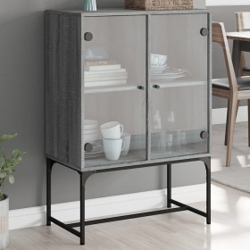 Zusatzgarderobe mit Glastüren in Sonoma-Grau, 69 x 37 x 100 cm von , Sideboards - Ref: Foro24-836551, Preis: 81,99 €, Rabatt: %