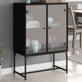 Armario auxiliar con puertas de vidrio negro 69x37x100 cm de , Aparadores - Ref: Foro24-836547, Precio: 81,99 €, Descuento: %