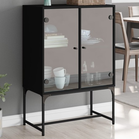 Auxiliary cabinet with black glass doors 69x37x100 cm by , Sideboards - Ref: Foro24-836547, Price: 80,38 €, Discount: %