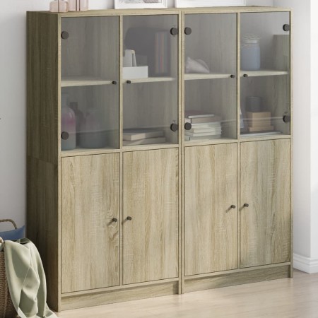 Regal mit Türen aus Sonoma-Eichenholz, 136 x 37 x 142 cm von , Bücherregale und Regale - Ref: Foro24-3206526, Preis: 275,99 €...