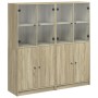 Shelving unit with Sonoma oak wood doors 136x37x142 cm by , Bookcases and shelves - Ref: Foro24-3206526, Price: 264,40 €, Dis...