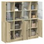 Shelving unit with Sonoma oak wood doors 136x37x142 cm by , Bookcases and shelves - Ref: Foro24-3206526, Price: 264,40 €, Dis...