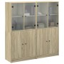 Shelving unit with Sonoma oak wood doors 136x37x142 cm by , Bookcases and shelves - Ref: Foro24-3206526, Price: 264,40 €, Dis...