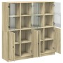 Shelving unit with Sonoma oak wood doors 136x37x142 cm by , Bookcases and shelves - Ref: Foro24-3206526, Price: 264,40 €, Dis...