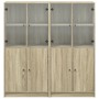 Shelving unit with Sonoma oak wood doors 136x37x142 cm by , Bookcases and shelves - Ref: Foro24-3206526, Price: 264,40 €, Dis...