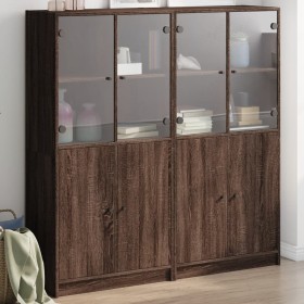 Estantería con puertas madera marrón roble 136x37x142 cm de , Librerías y estanterías - Ref: Foro24-3206530, Precio: 268,99 €...