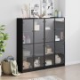 Black engineered wood shelving unit with doors 136x37x142 cm by , Bookcases and shelves - Ref: Foro24-3206518, Price: 259,44 ...