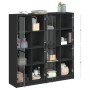 Black engineered wood shelving unit with doors 136x37x142 cm by , Bookcases and shelves - Ref: Foro24-3206518, Price: 259,44 ...