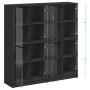 Black engineered wood shelving unit with doors 136x37x142 cm by , Bookcases and shelves - Ref: Foro24-3206518, Price: 259,44 ...