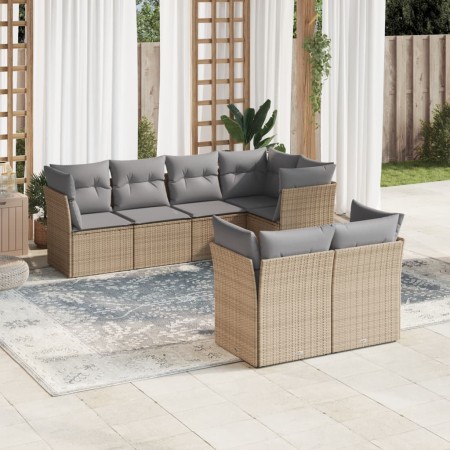 7-piece garden sofa set and beige synthetic rattan cushions by , Garden sets - Ref: Foro24-3217899, Price: 468,60 €, Discount: %