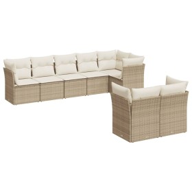 Gartensofa-Set mit beigen Kissen 8 Stück PE-Rattan von , Gartensets - Ref: Foro24-3217908, Preis: 638,99 €, Rabatt: %