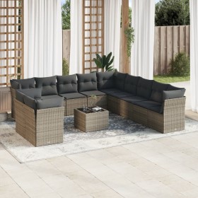 Set de sofás de jardín 12 pzas con cojines ratán sintético gris de , Conjuntos de jardín - Ref: Foro24-3217890, Precio: 769,9...