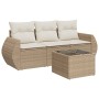 Gartensofa-Set mit Kissen, 4-teilig, beiges synthetisches Rattan von , Gartensets - Ref: Foro24-3221067, Preis: 380,02 €, Rab...