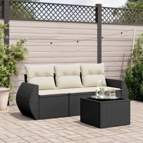 4-teilige Gartensofagarnitur mit schwarzen synthetischen Rattankissen von , Gartensets - Ref: Foro24-3221065, Preis: 296,91 €...