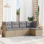 Gartensofa-Set mit Kissen, 5-teilig, beiges synthetisches Rattan von , Gartensets - Ref: Foro24-3249398, Preis: 348,29 €, Rab...