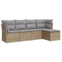 Gartensofa-Set mit Kissen, 5-teilig, beiges synthetisches Rattan von , Gartensets - Ref: Foro24-3249398, Preis: 348,29 €, Rab...