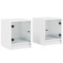 Mesitas de noche con puertas de vidrio 2 uds blanco 35x37x42 cm de , Mesitas de noche - Ref: Foro24-836344, Precio: 61,36 €, ...