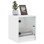 Mesitas de noche con puertas de vidrio 2 uds blanco 35x37x42 cm de , Mesitas de noche - Ref: Foro24-836344, Precio: 61,36 €, ...