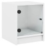 Mesitas de noche con puertas de vidrio 2 uds blanco 35x37x42 cm de , Mesitas de noche - Ref: Foro24-836344, Precio: 61,36 €, ...