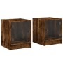 Mesitas noche puertas de vidrio 2 uds roble ahumado 35x37x42 cm de , Mesitas de noche - Ref: Foro24-836352, Precio: 59,54 €, ...