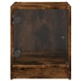 Mesitas noche puertas de vidrio 2 uds roble ahumado 35x37x42 cm de , Mesitas de noche - Ref: Foro24-836352, Precio: 59,54 €, ...